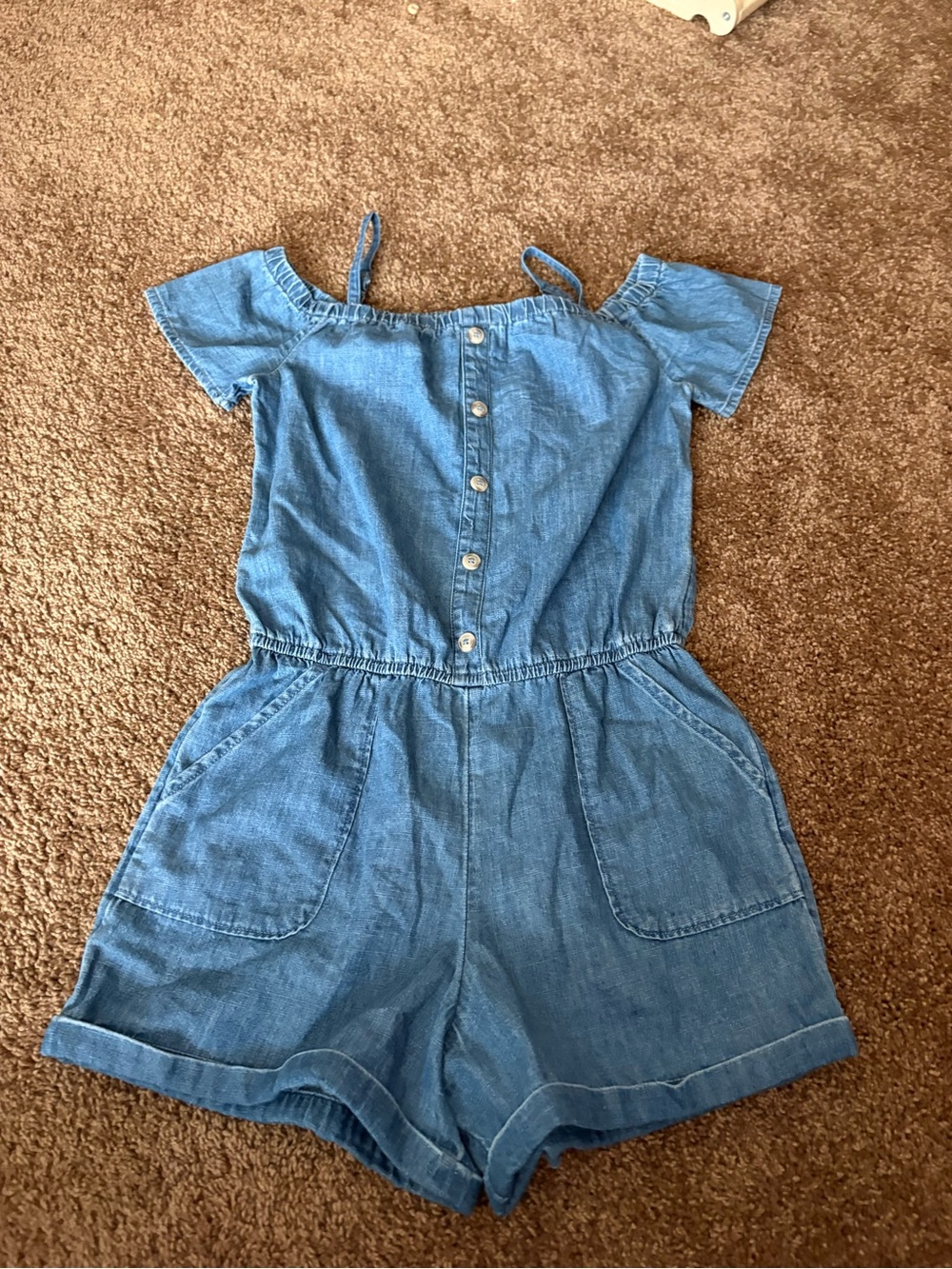 NWT Abercrombie Kids Off-Shoulder Denim Romper